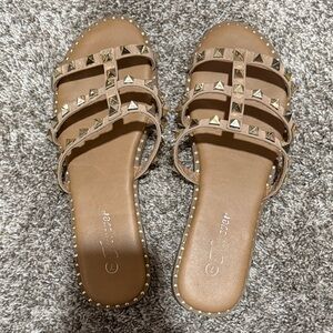 Steve Madden Inspired Beige Studded Sandals